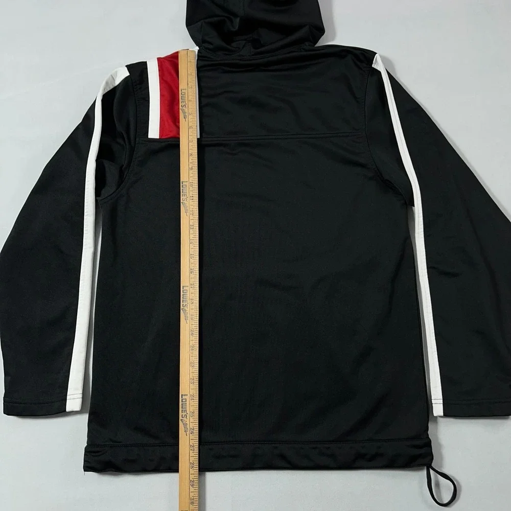 Y2K Nike Hoodie Men Medium Black Pullover Polyester Knit Kangaroo Pocket Vintage